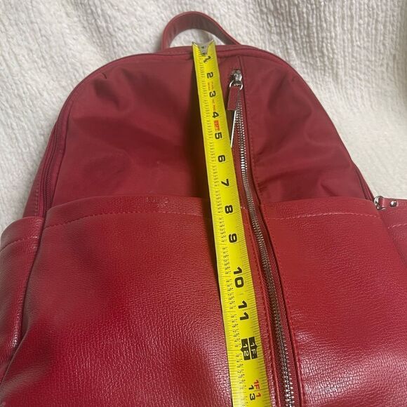 Tutilo Synthetic leather & Nylon Red padded Backpack gold tone hardwares . main image 4